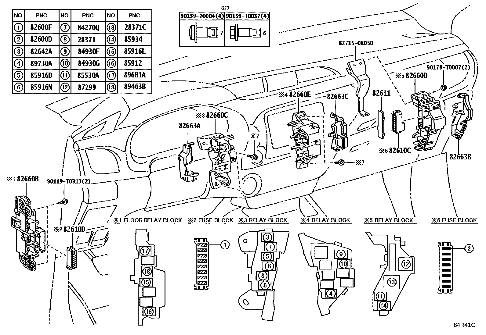 Toyota HILUX 开关和继电器和ECU EPC diagram — 84R41C