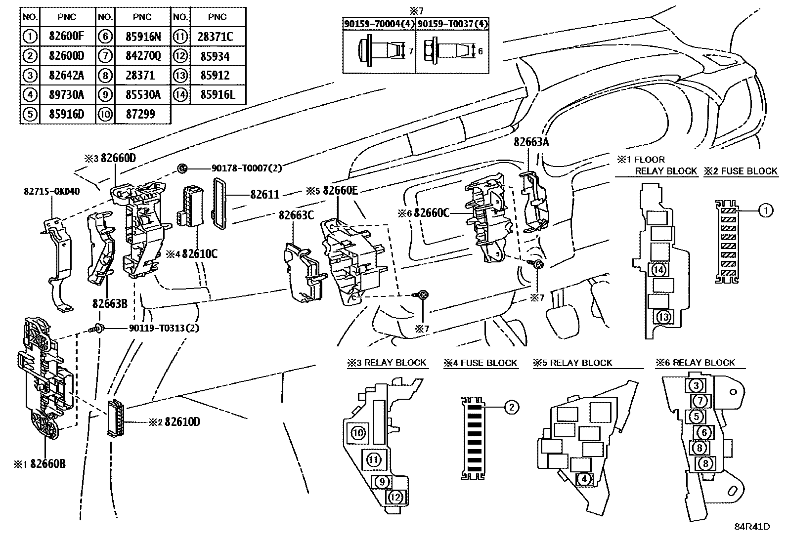 Toyota HILUX 开关和继电器和ECU EPC diagram — 84R41D