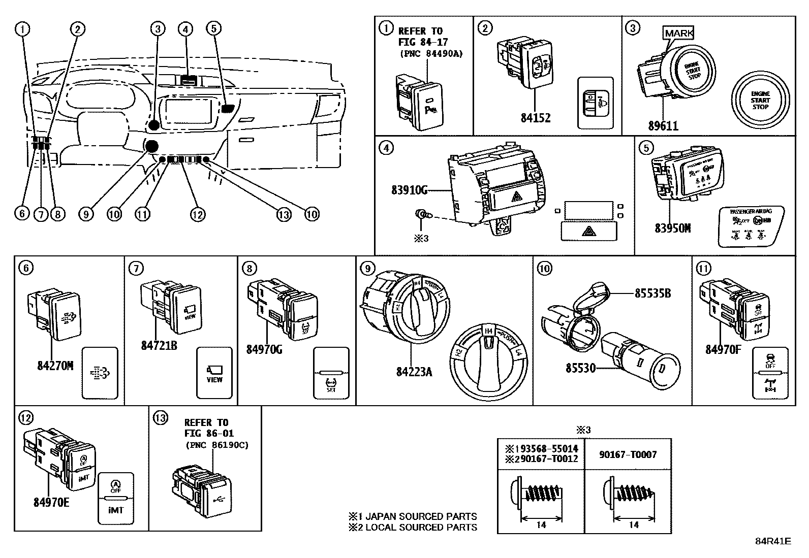 Toyota HILUX 开关和继电器和ECU EPC diagram — 84R41E