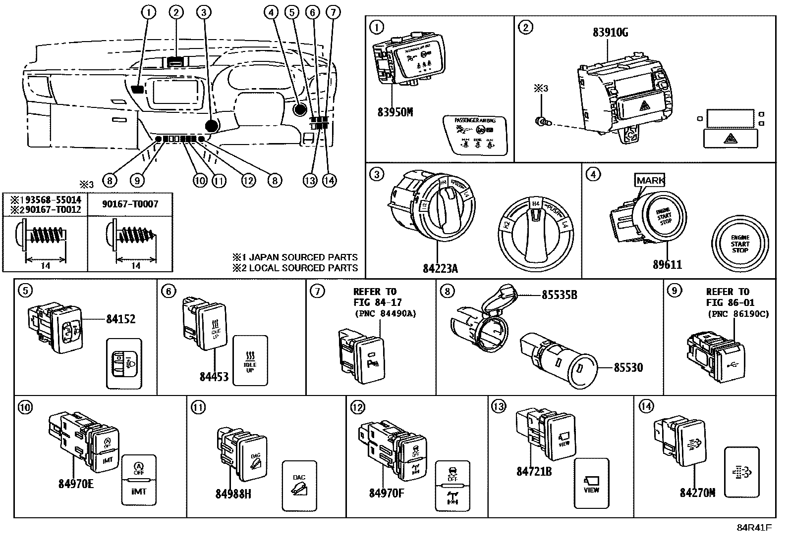 Toyota HILUX 开关和继电器和ECU EPC diagram — 84R41F