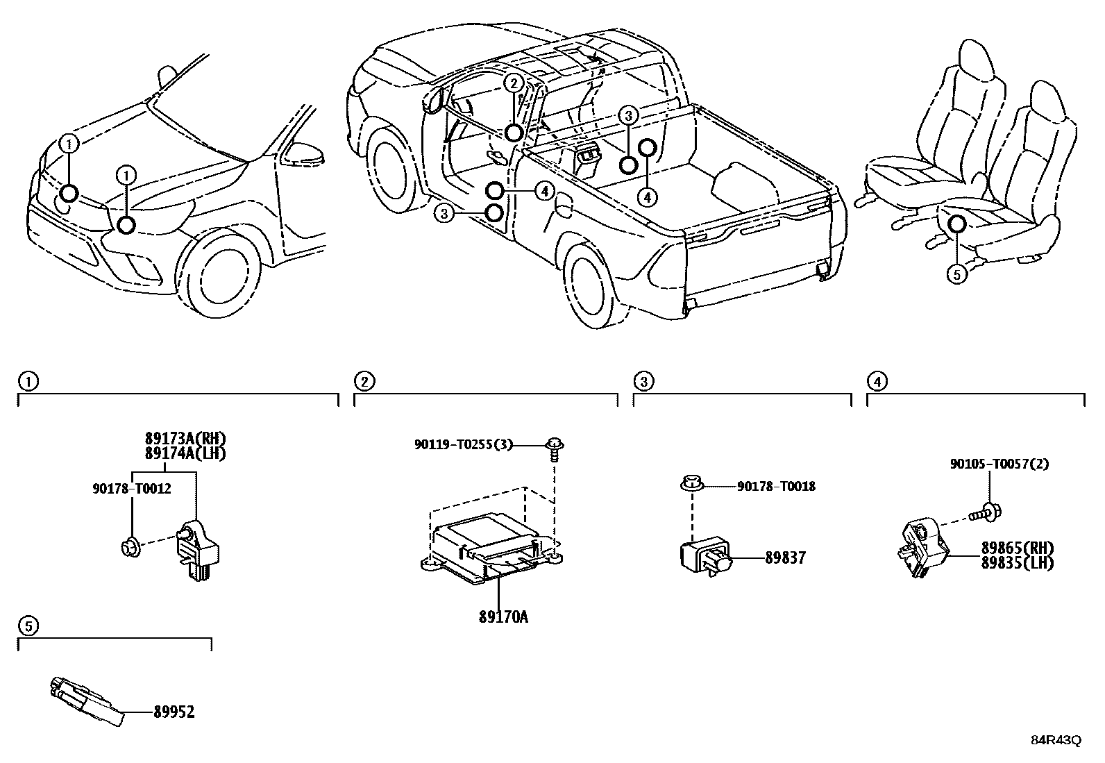 Toyota HILUX 空气囊 EPC diagram — 84R43Q