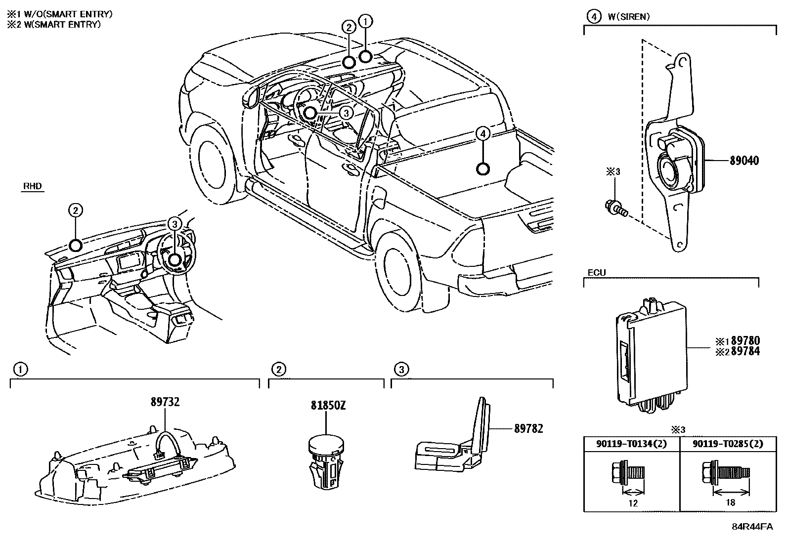 Toyota HILUX 防盗装置 EPC diagram — 84R44FA