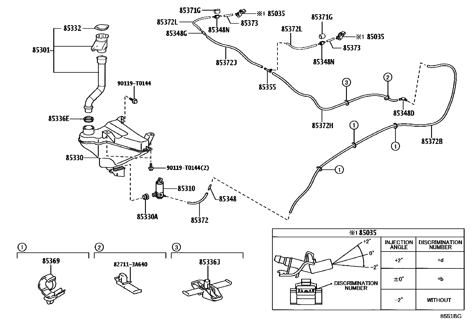 Toyota HILUX 挡风玻璃清洗器 EPC diagram — 8551BG
