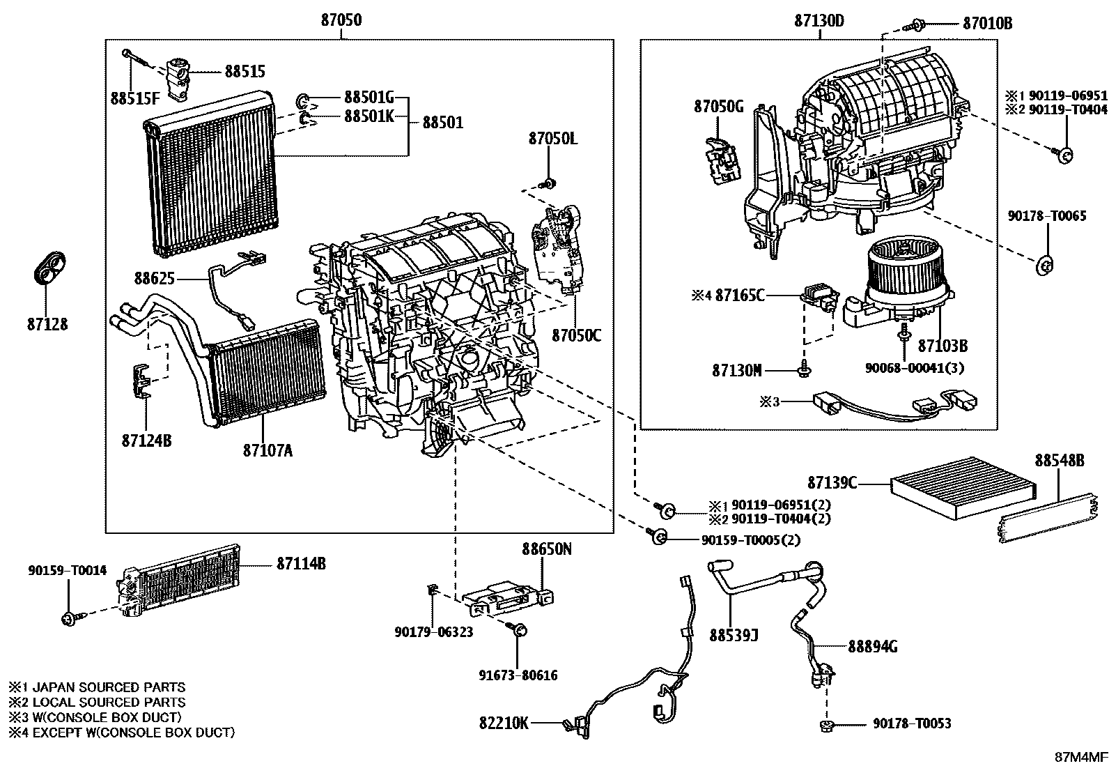 Toyota HILUX 暖风和空调系统 - 冷却器组件 EPC diagram — 87M4MF