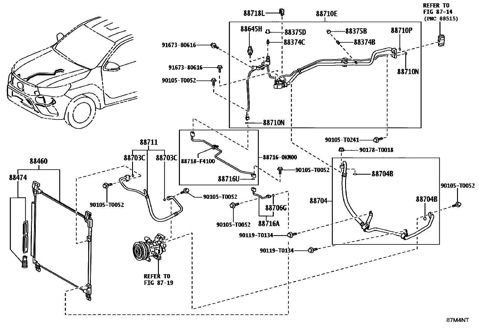Toyota HILUX Heating & Air Conditioning - Cooler Piping EPC diagram — 87M4NT