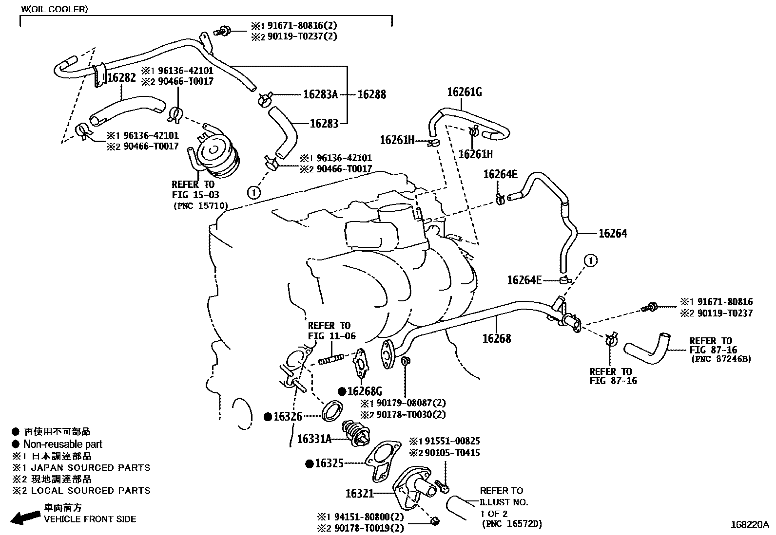 Toyota HILUX RADIATOR & WATER OUTLET EPC diagram — 168220A