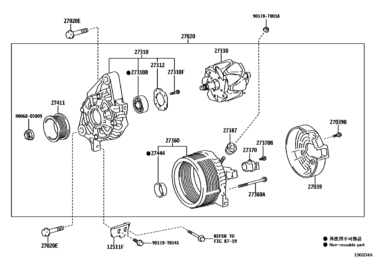 Toyota HILUX Alternator EPC diagram — 196034A