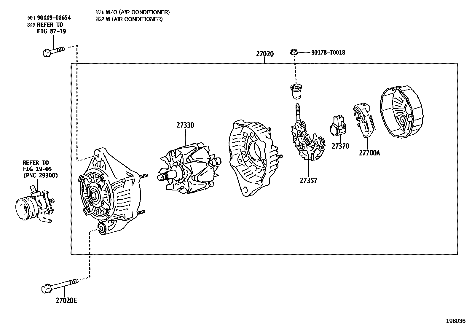 Toyota HILUX Alternator EPC diagram — 196036