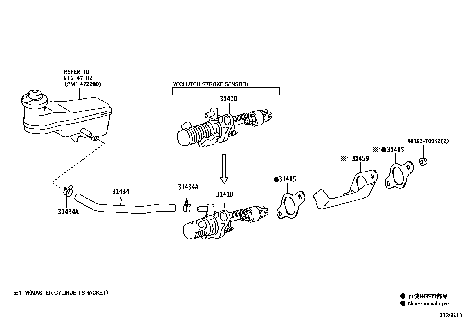 Toyota HILUX 离合器总泵 EPC diagram — 313668B