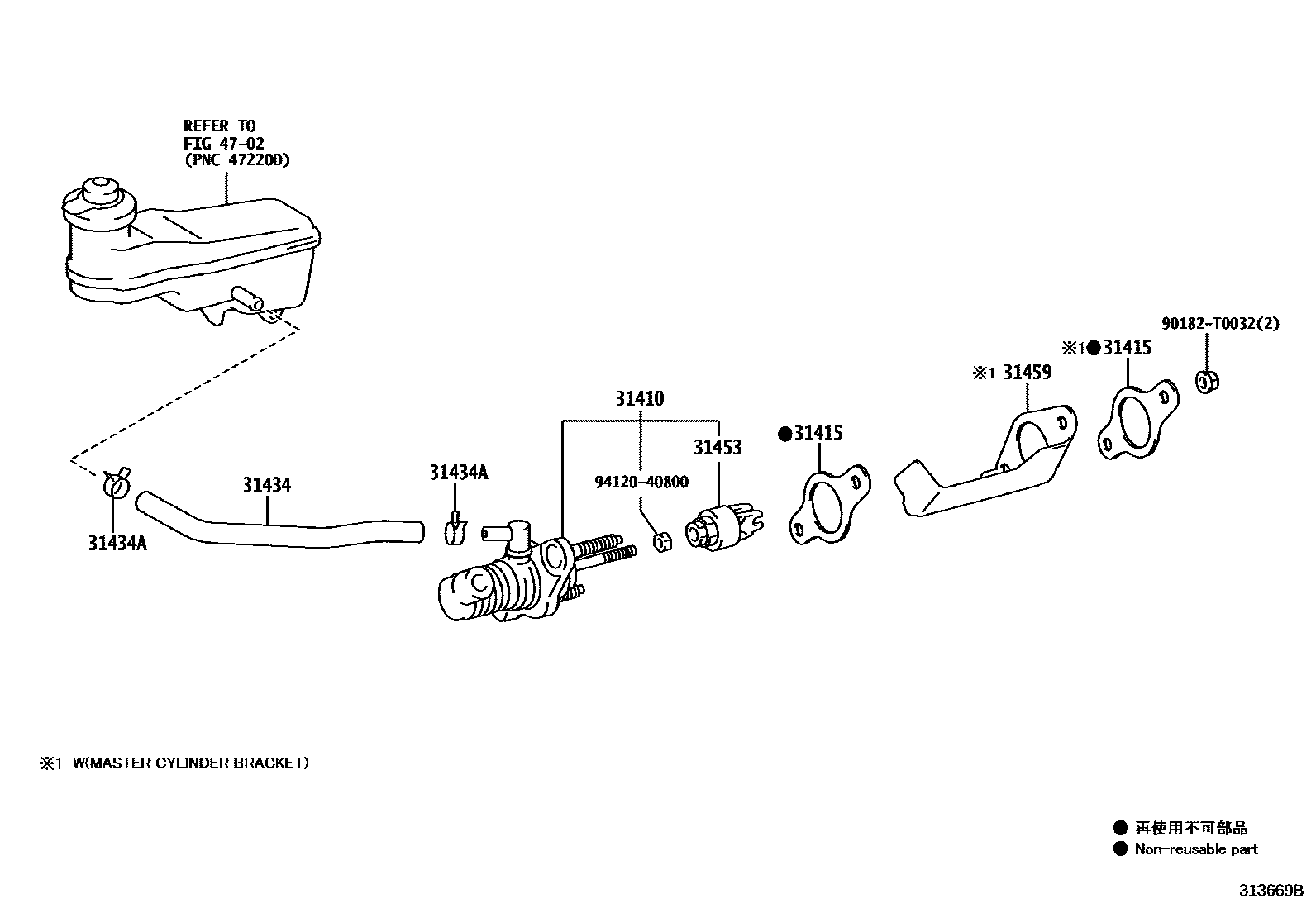 Toyota HILUX 离合器总泵 EPC diagram — 313669B