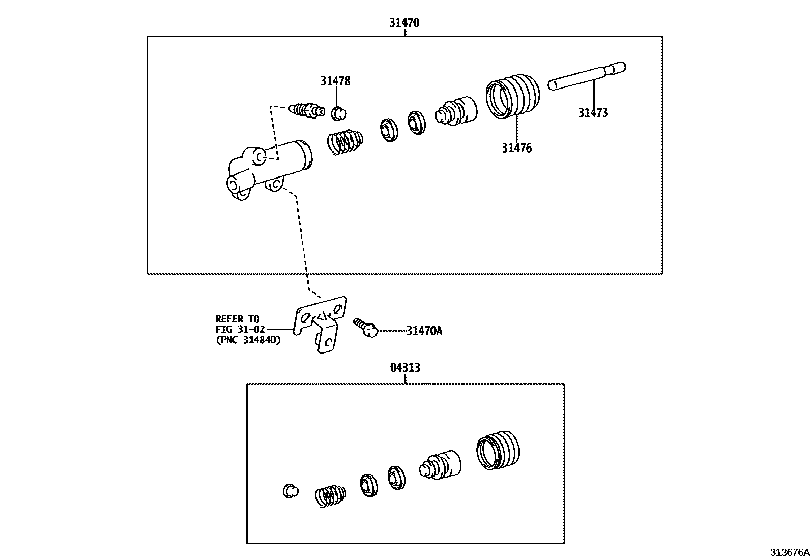 Toyota HILUX 离合器分离缸 EPC diagram — 313676A