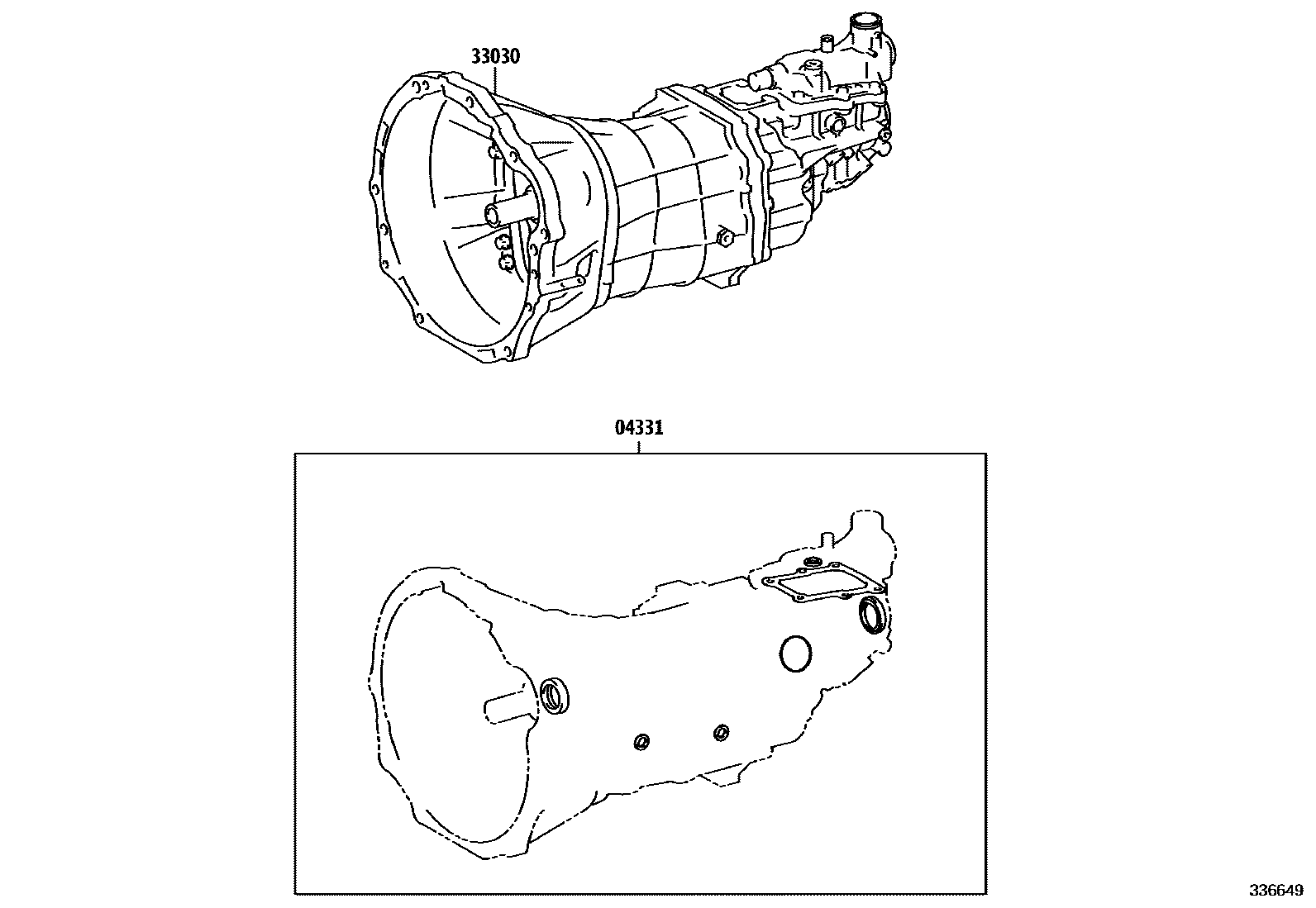 Toyota HILUX 传动桥或变速器总成和衬垫组件(MTM) EPC diagram — 336649
