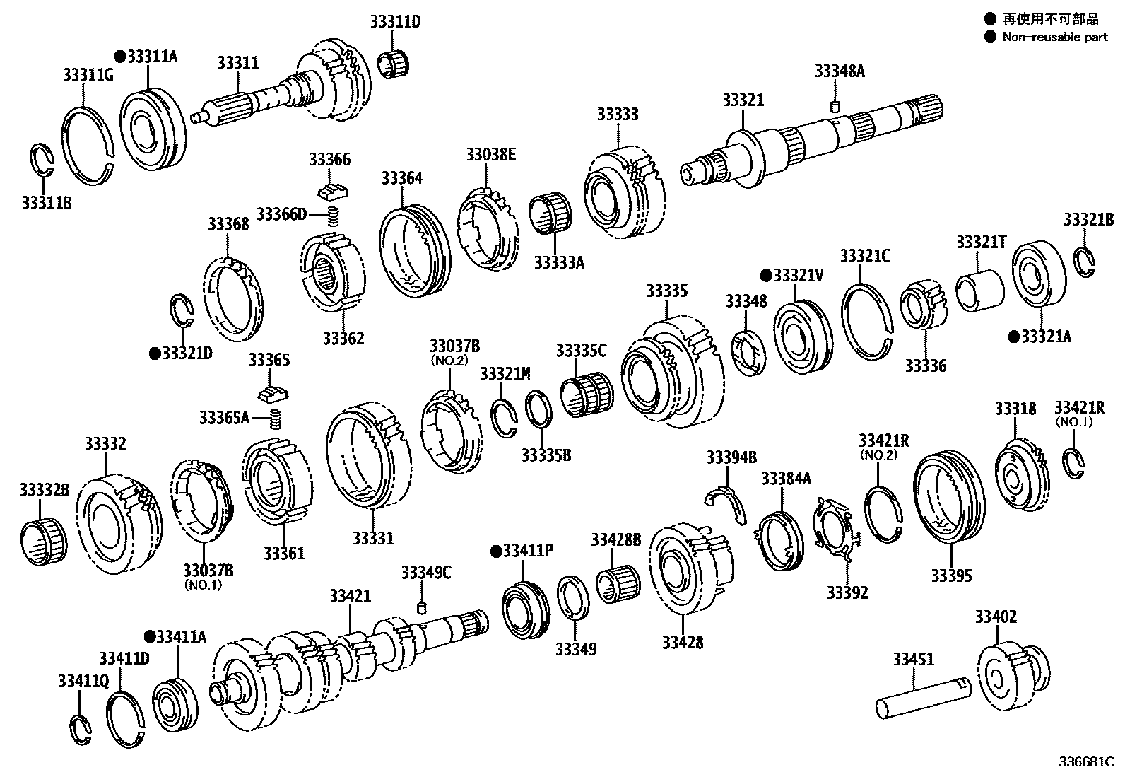 Toyota HILUX 变速器齿轮(MTM) EPC diagram — 336681C
