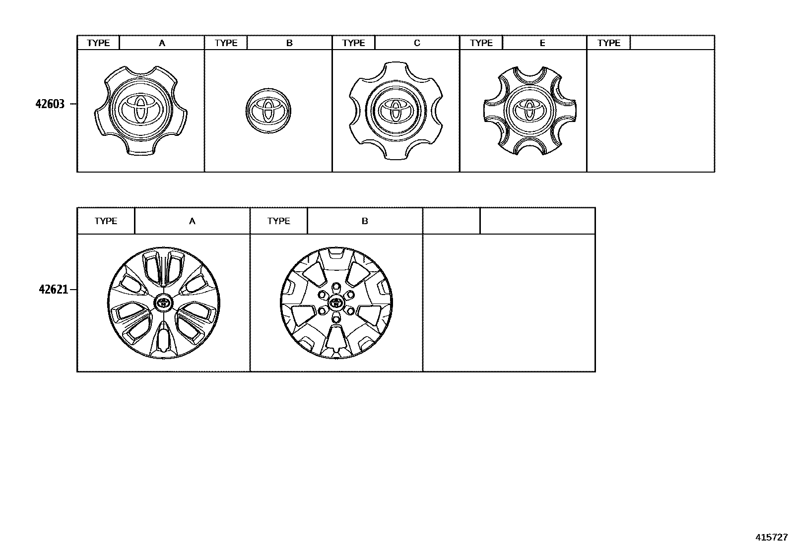 Toyota HILUX 车轮和车轮盖 EPC diagram — 415727