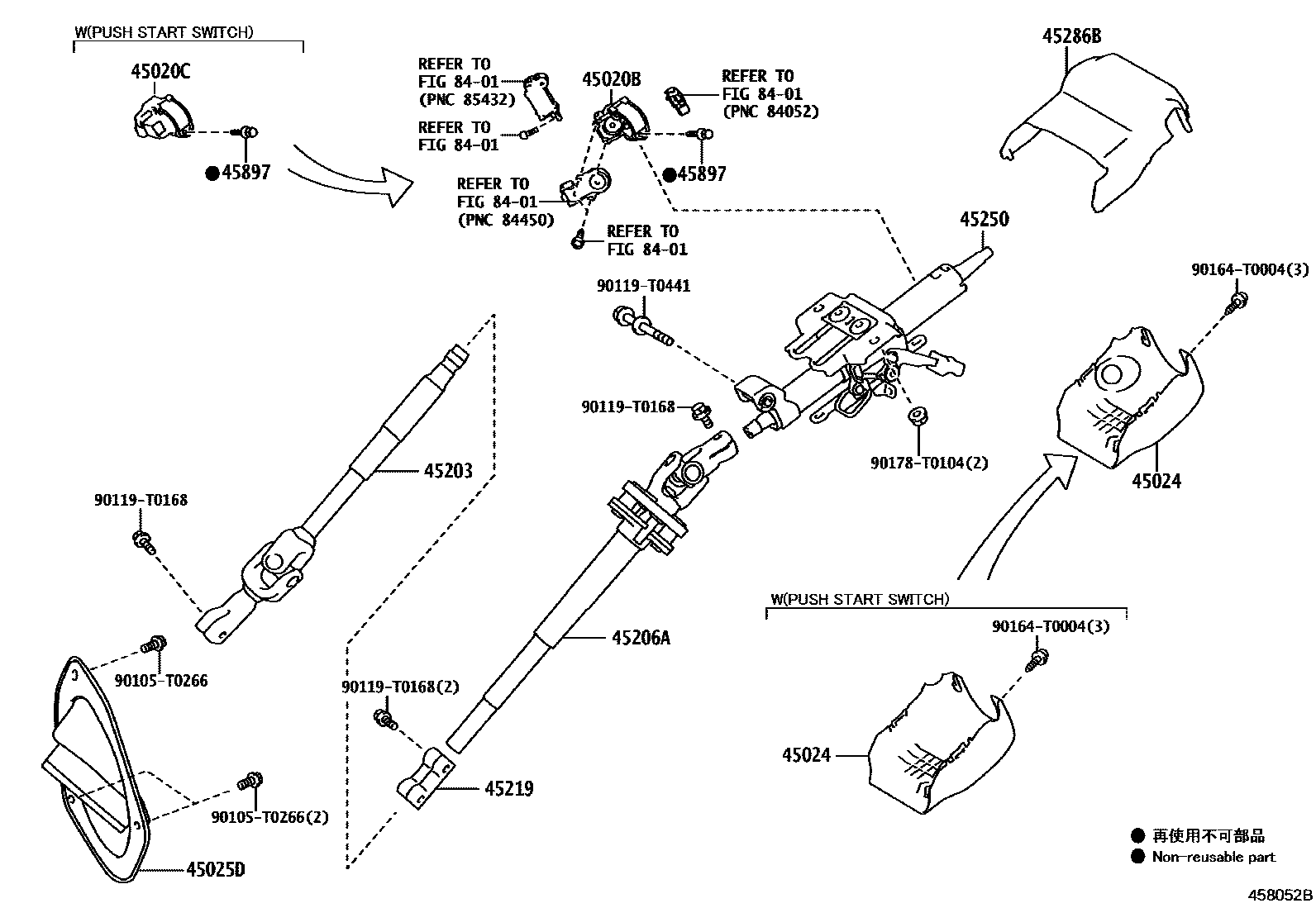 Toyota HILUX Steering Column & Shaft EPC diagram — 458052B