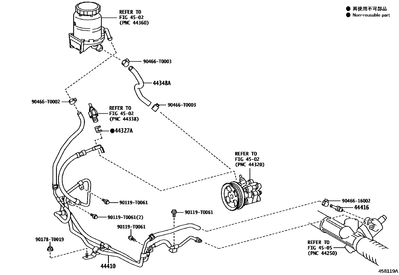 Toyota HILUX 动力转向配管 EPC diagram — 458119A