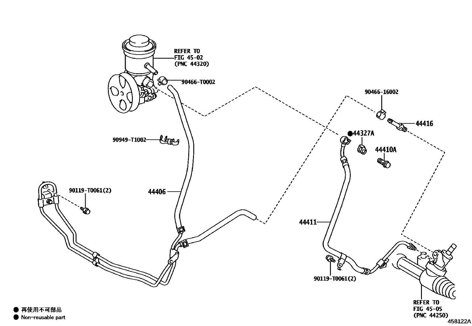 Toyota HILUX 动力转向配管 EPC diagram — 458122A