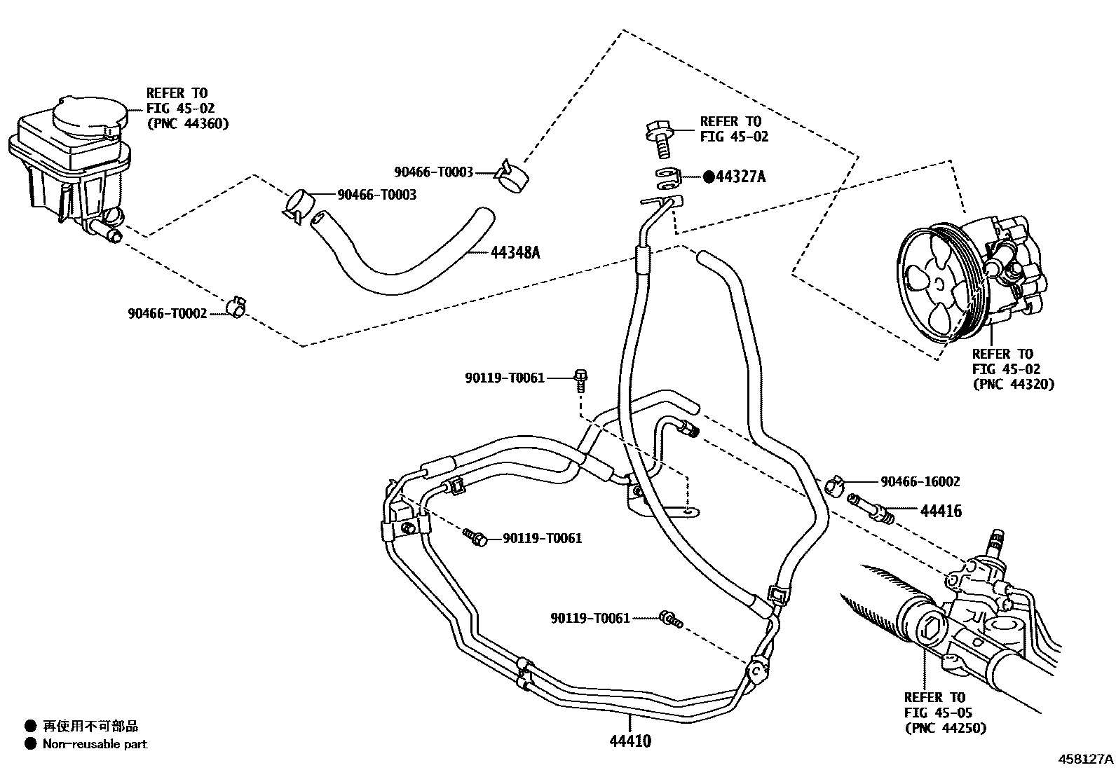 Toyota HILUX 动力转向配管 EPC diagram — 458127A