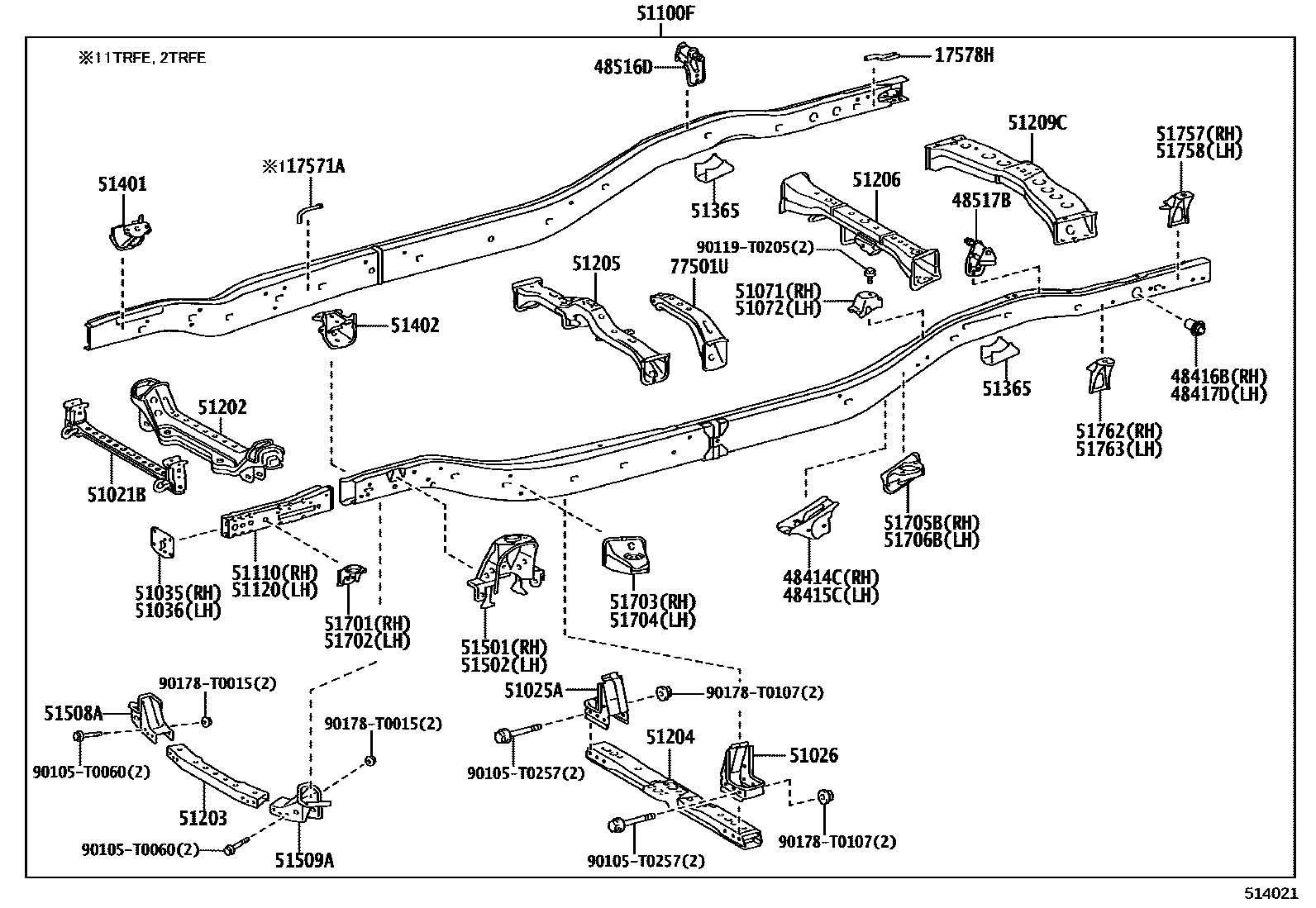 Toyota HILUX 车架 EPC diagram — 514021