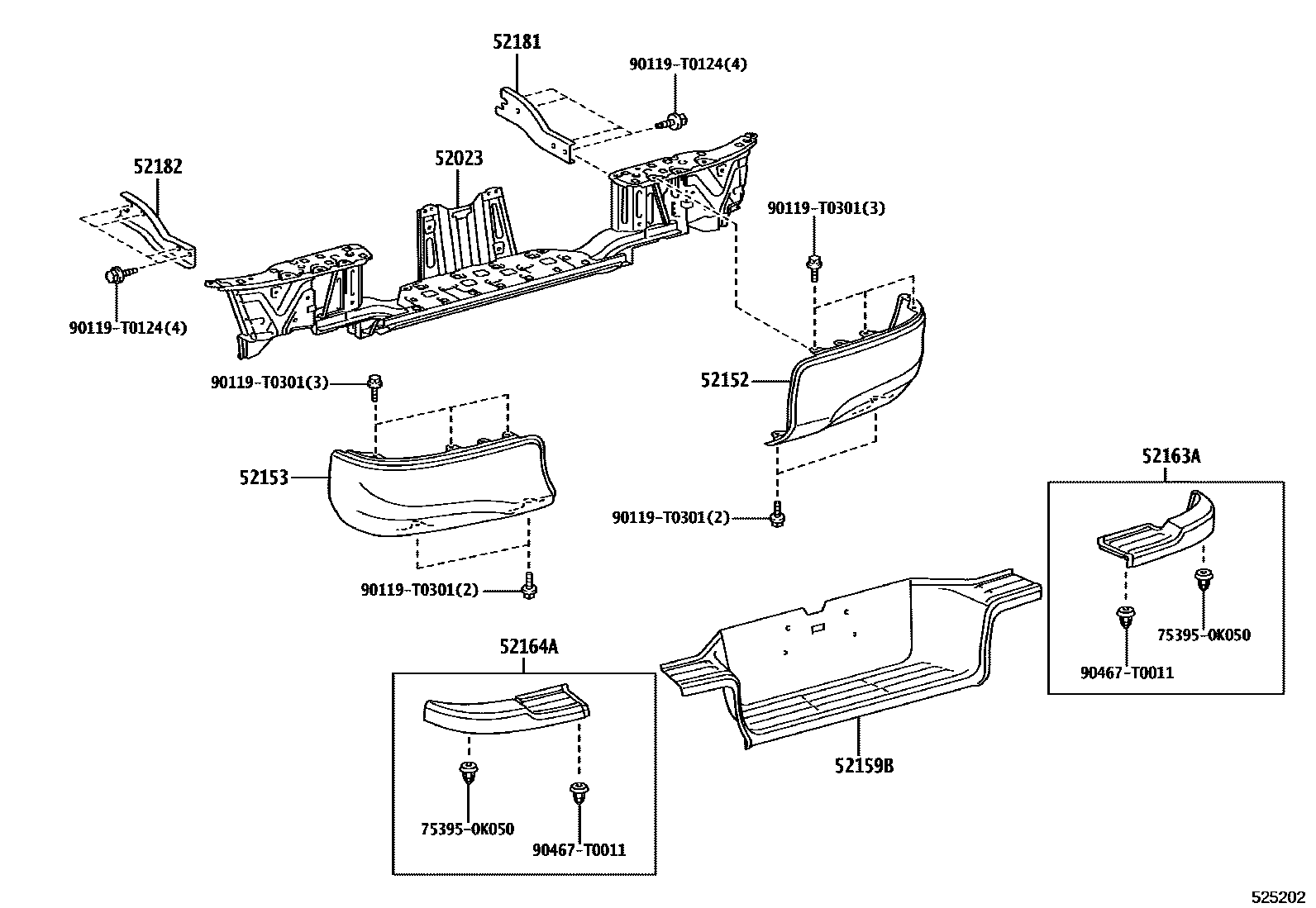 Toyota HILUX 后保险杠及附件 EPC diagram — 525202