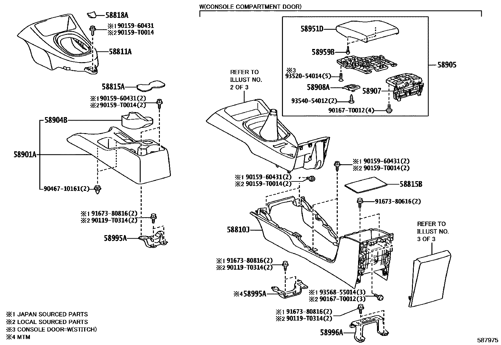 Toyota HILUX 中央扶手箱和支架 EPC diagram — 587975