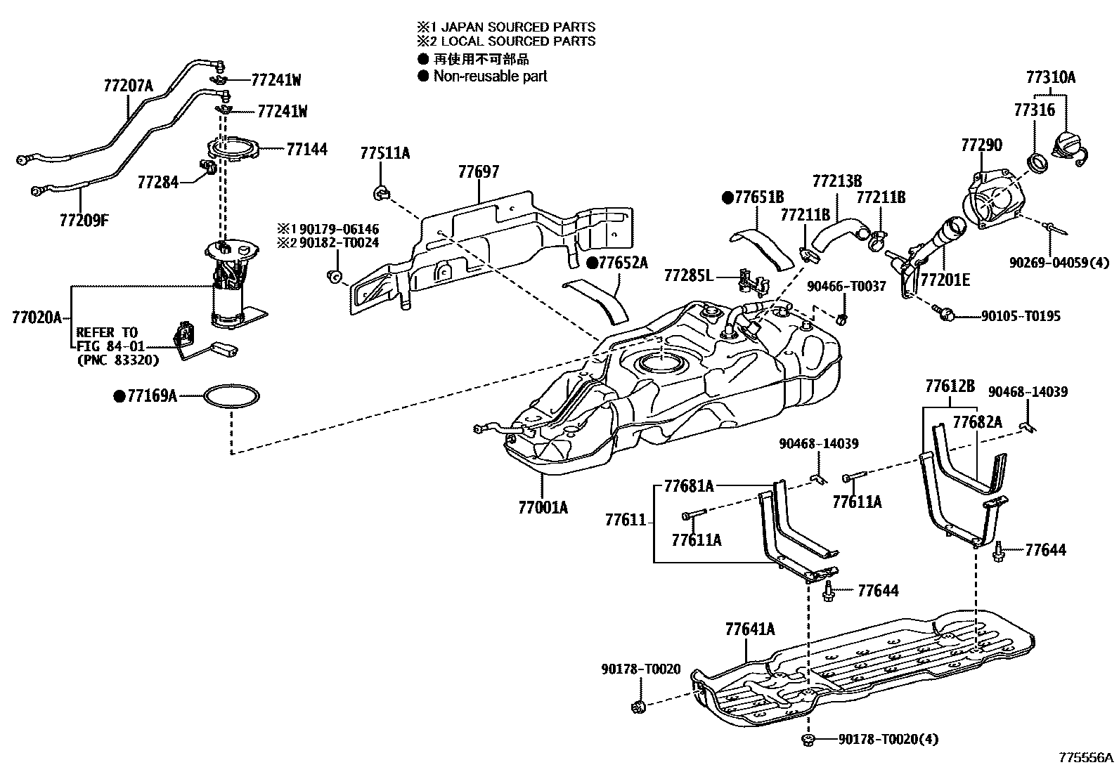 Toyota HILUX 燃油箱和燃油管 EPC diagram — 775556A