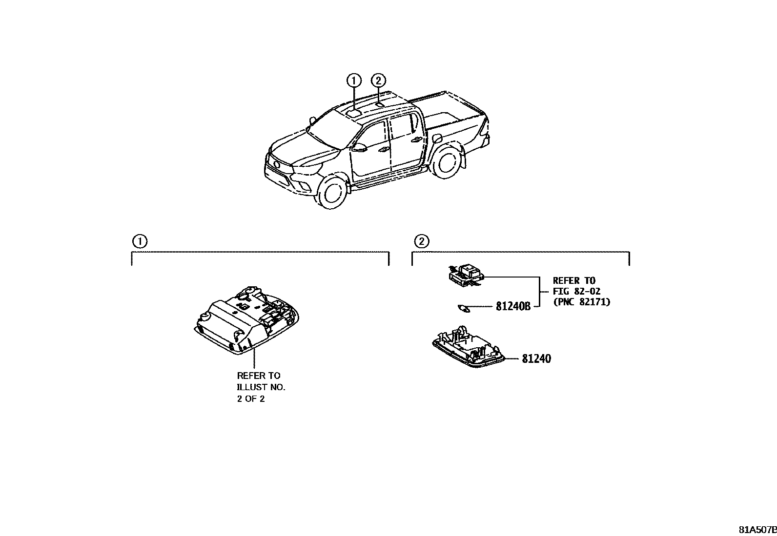 Toyota HILUX 车内灯 EPC diagram — 81A507B