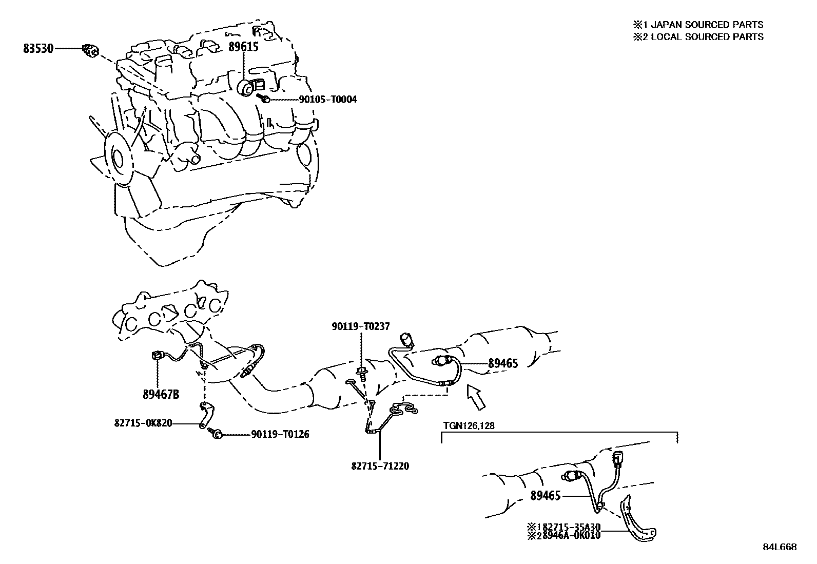 Toyota HILUX 开关和继电器和ECU EPC diagram — 84N668