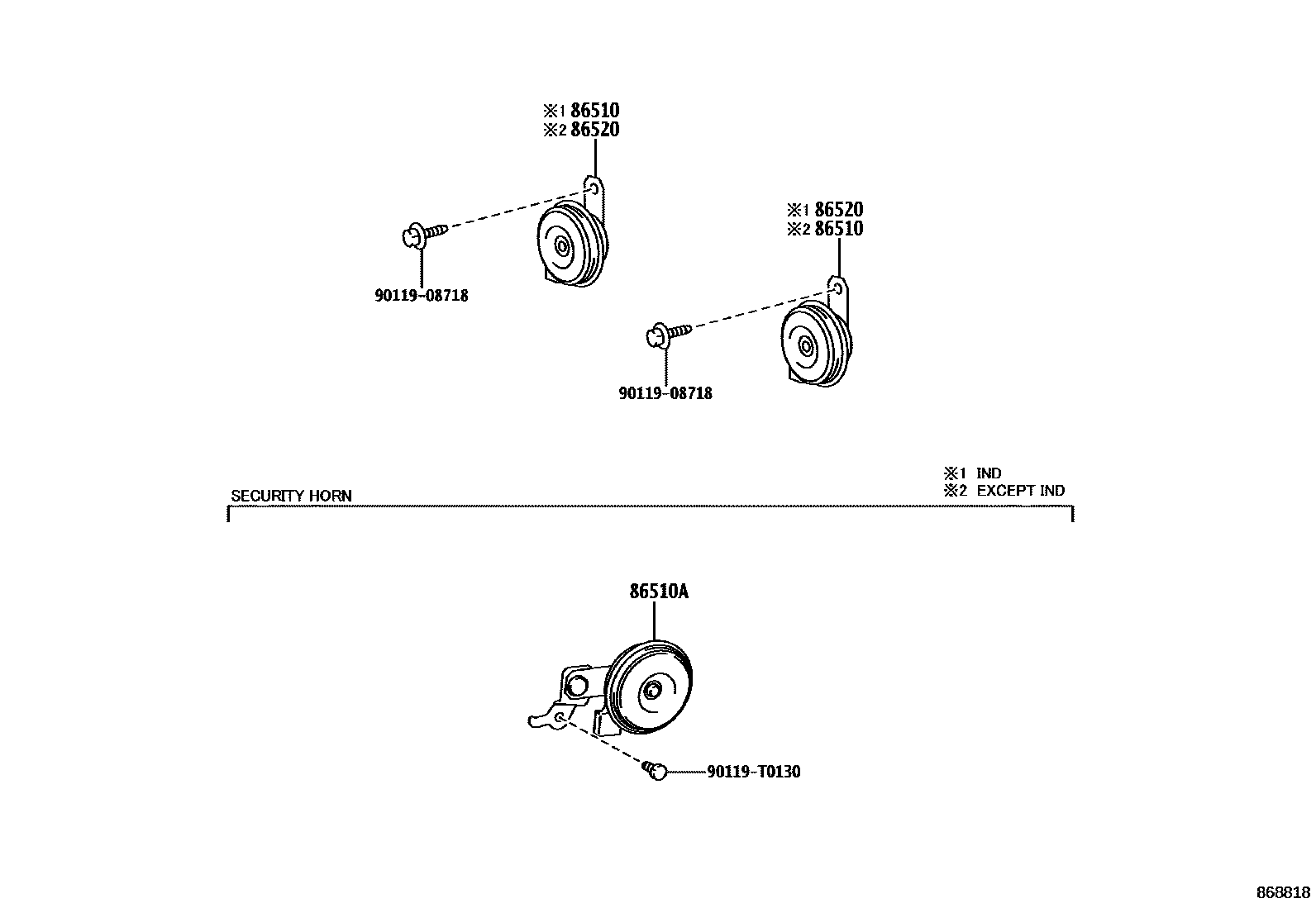 Toyota HILUX 喇叭 EPC diagram — 868818