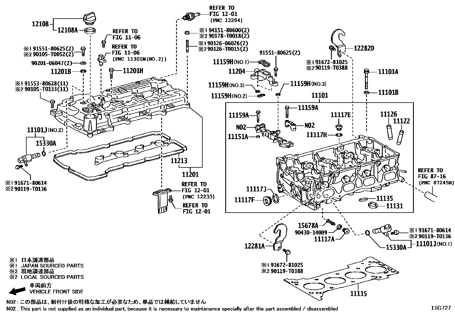 Toyota HILUX Cylinder Head EPC diagram — 11G727