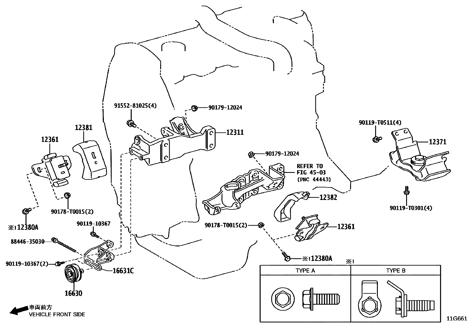 Toyota HILUX Engine Mounting EPC diagram — 11G661