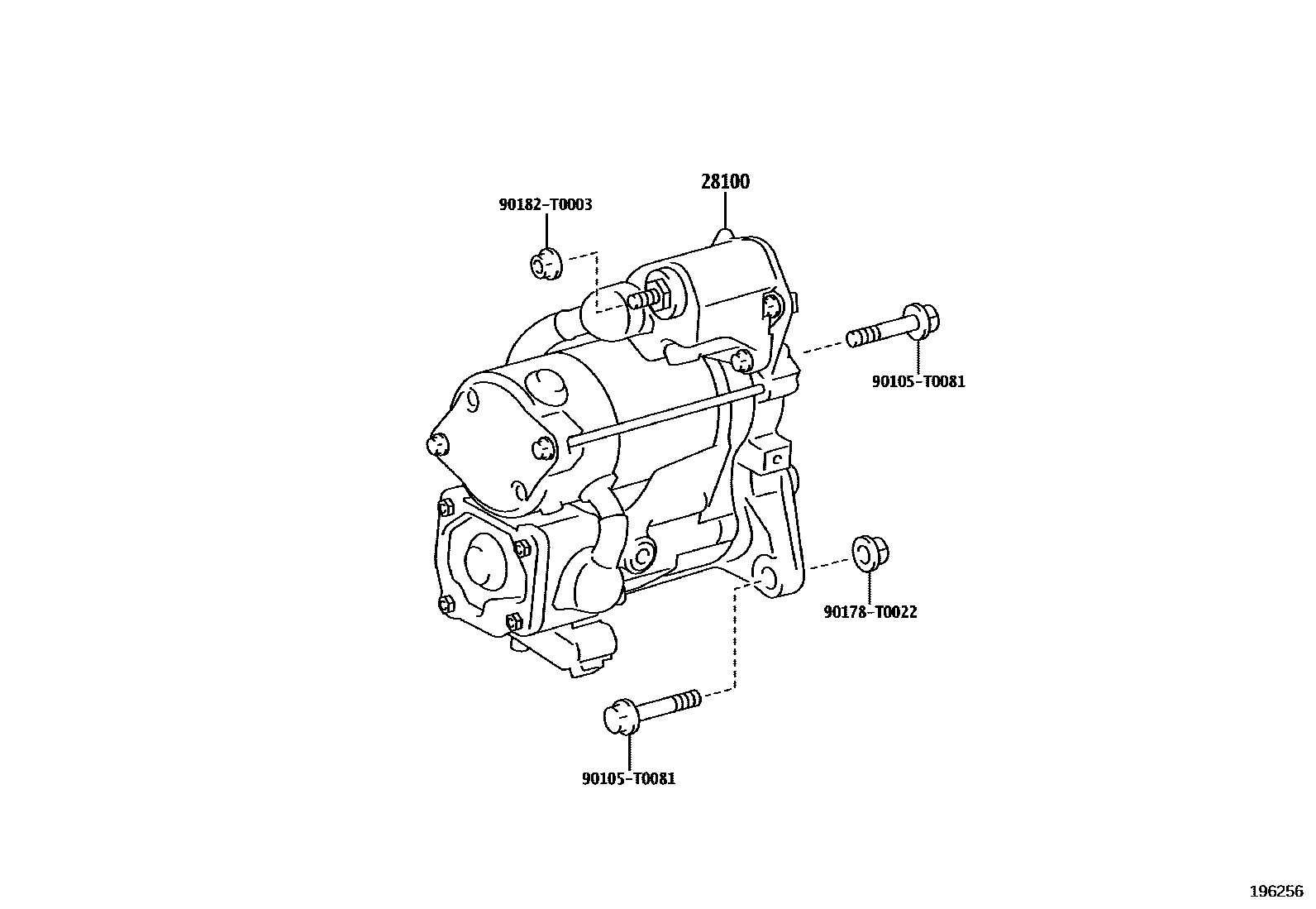 Toyota HILUX 起动机 EPC diagram — 196256