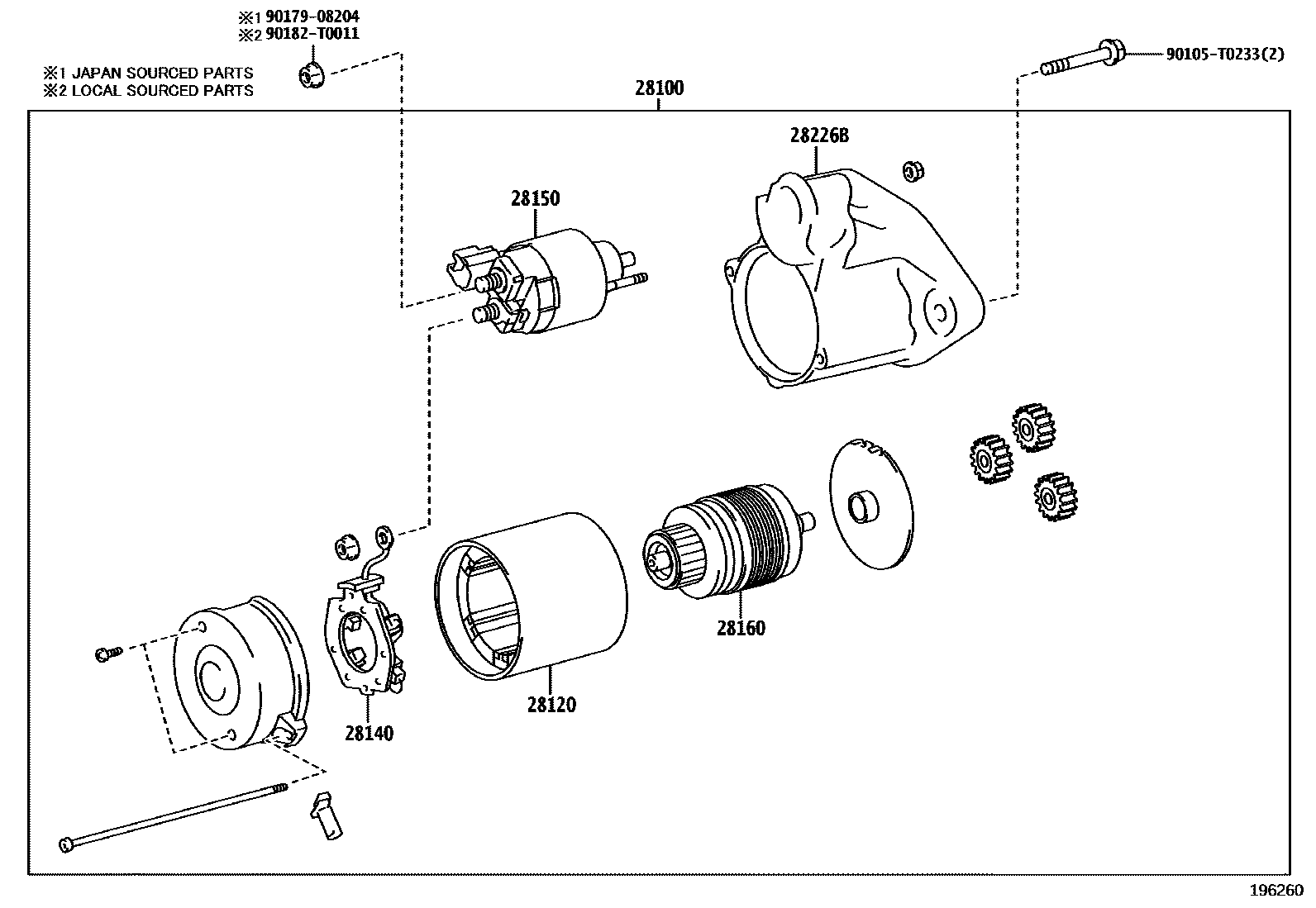 Toyota HILUX 起动机 EPC diagram — 196260