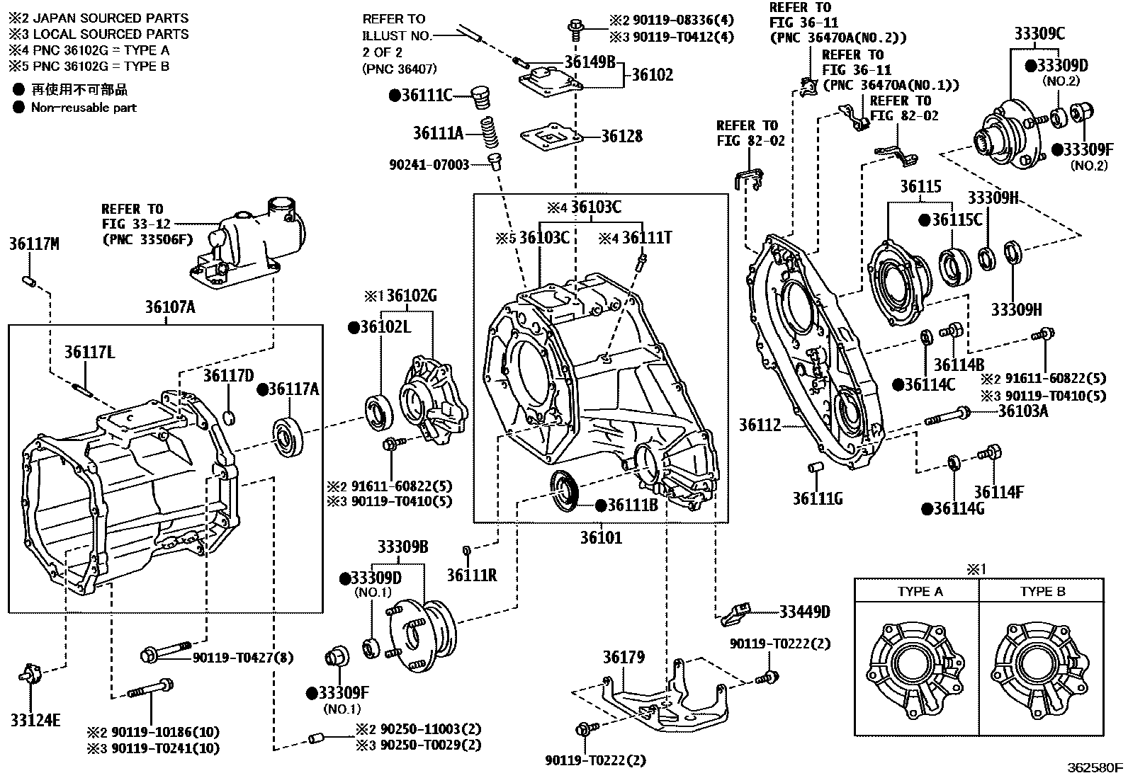 Toyota HILUX Transfer Case & Extension Housing EPC diagram — 362580F