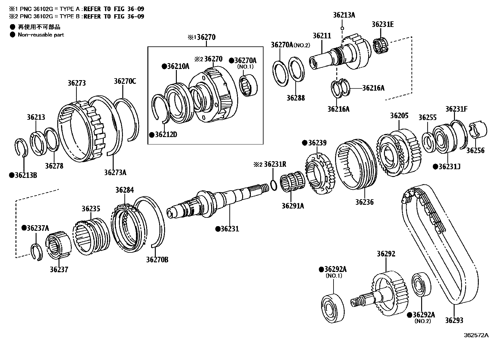 Toyota HILUX Transfer Gear EPC diagram — 362572A
