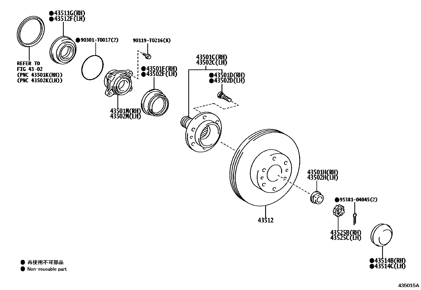 Toyota HILUX Front Axle Hub EPC diagram — 435015A