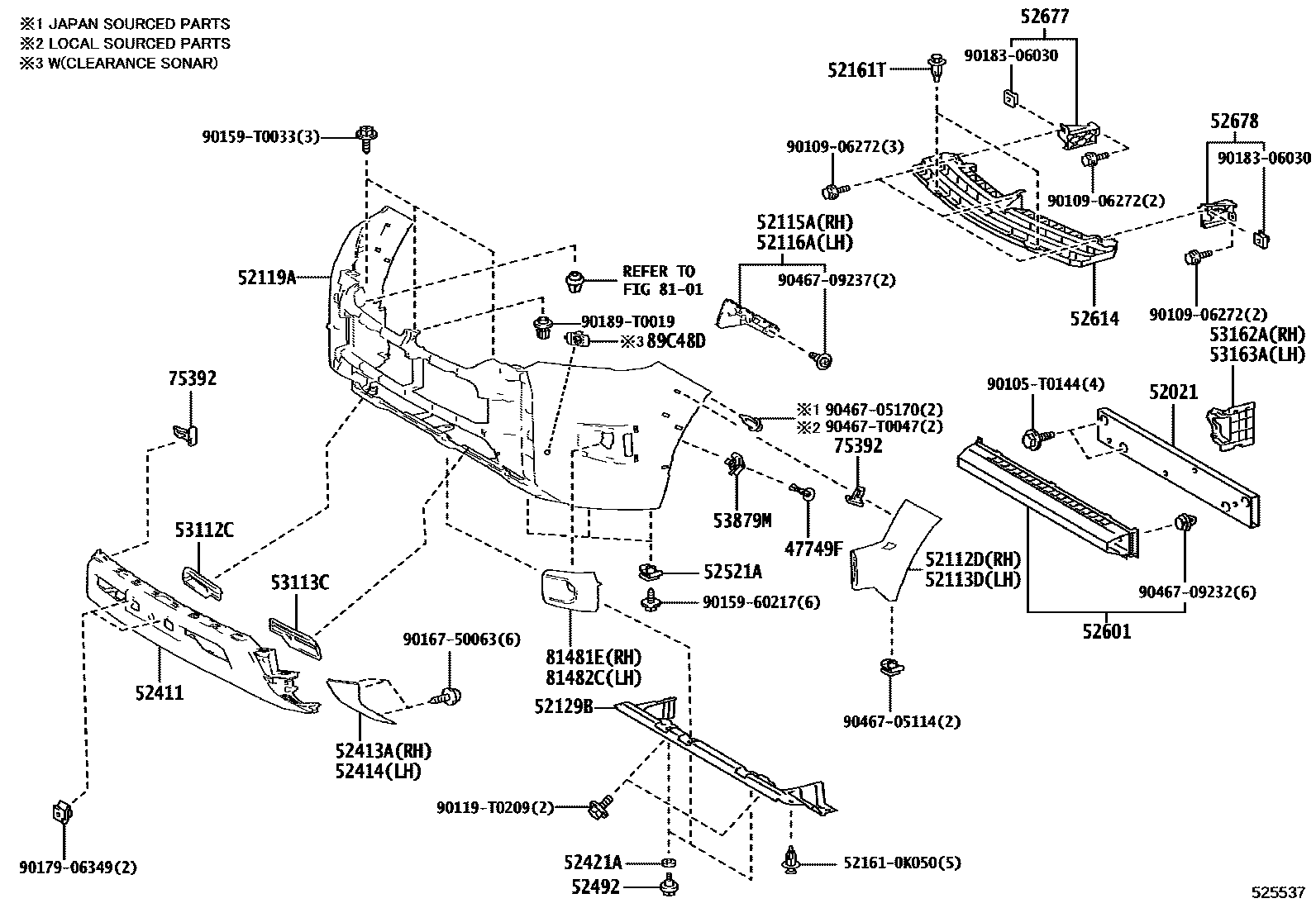 Toyota HILUX 前保险杠及附件 EPC diagram — 525537