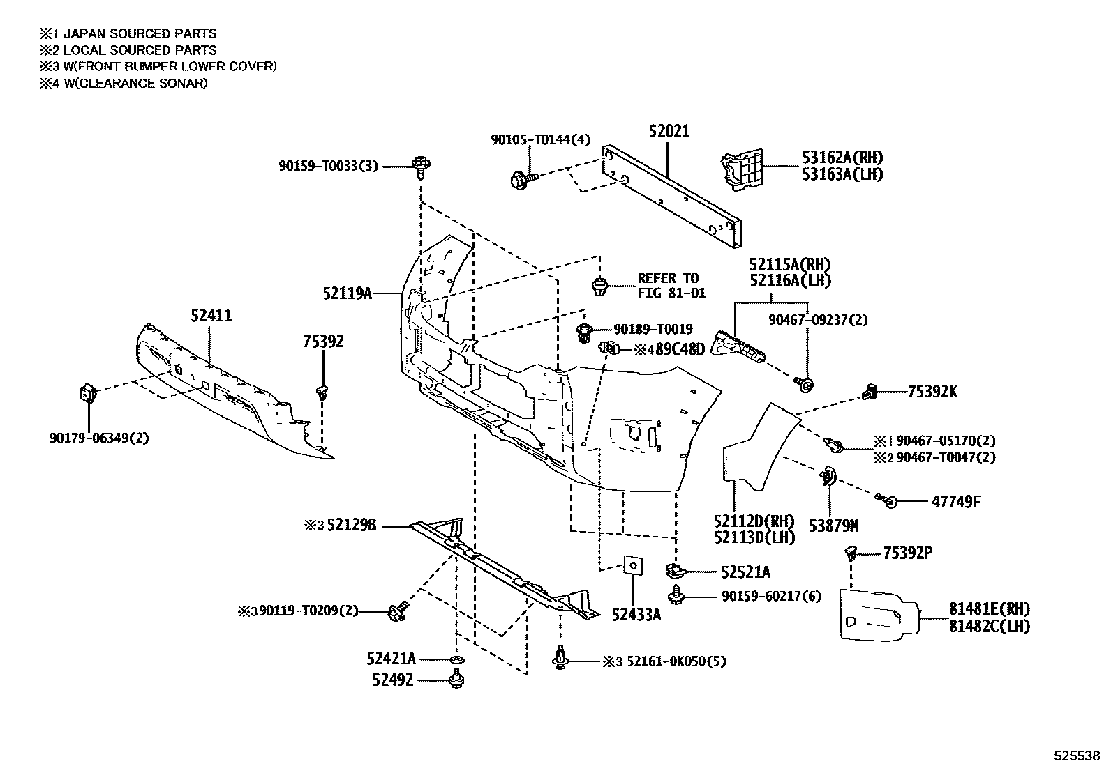 Toyota HILUX 前保险杠及附件 EPC diagram — 525538
