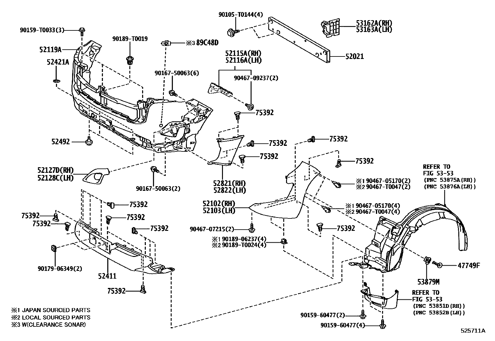 Toyota HILUX 前保险杠及附件 EPC diagram — 525711A