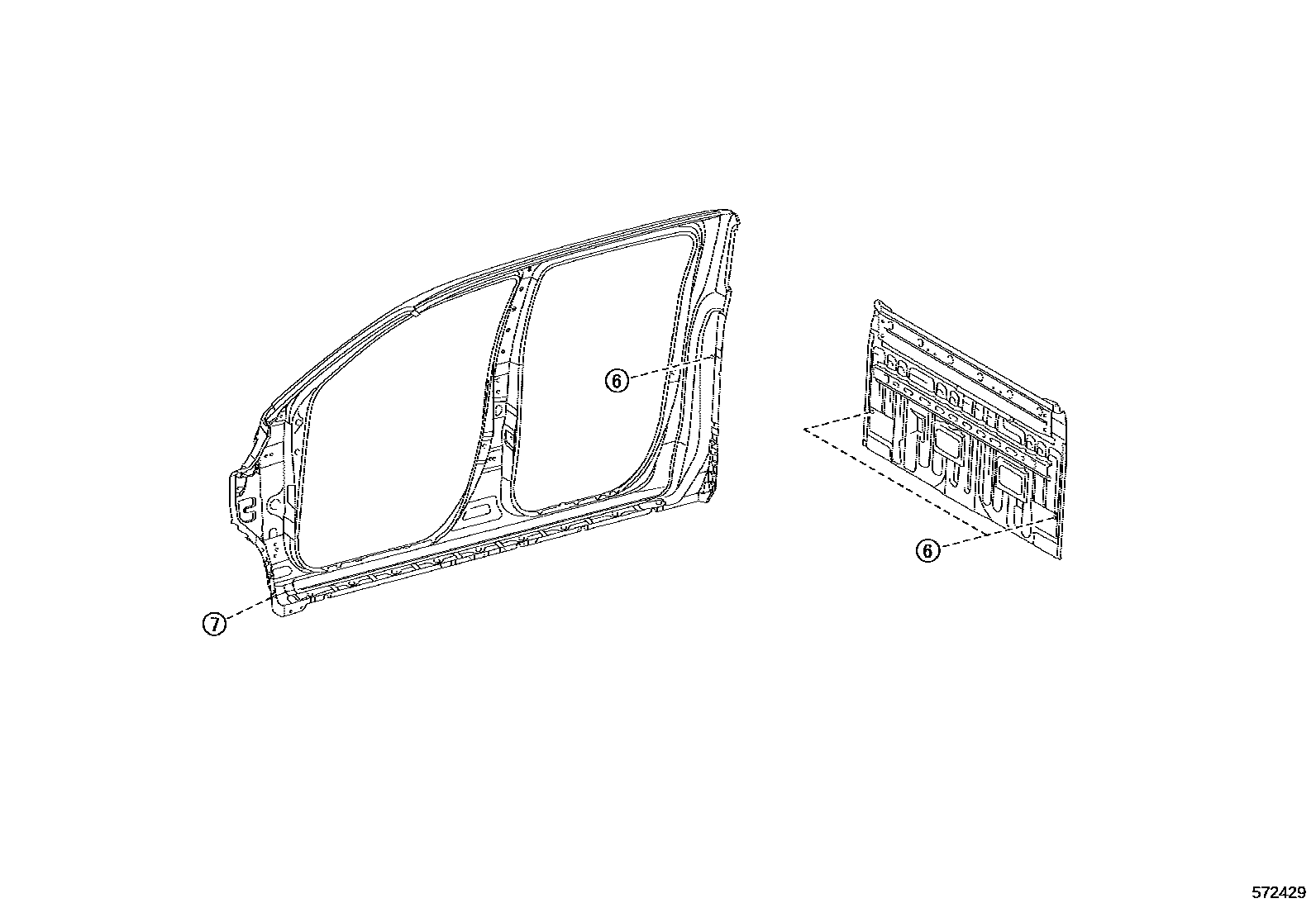 Toyota HILUX hole plug EPC diagram — 572429