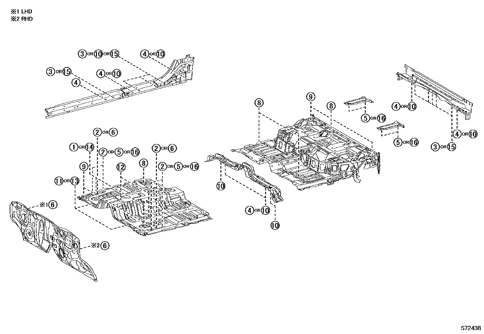 Toyota HILUX hole plug EPC diagram — 572438