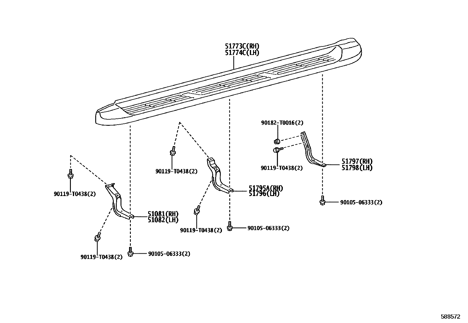 Toyota HILUX 前地板和前地板梁 EPC diagram — 588572