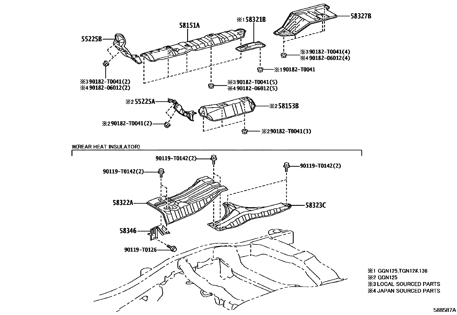 Toyota HILUX 地板隔热垫 EPC diagram — 588587A