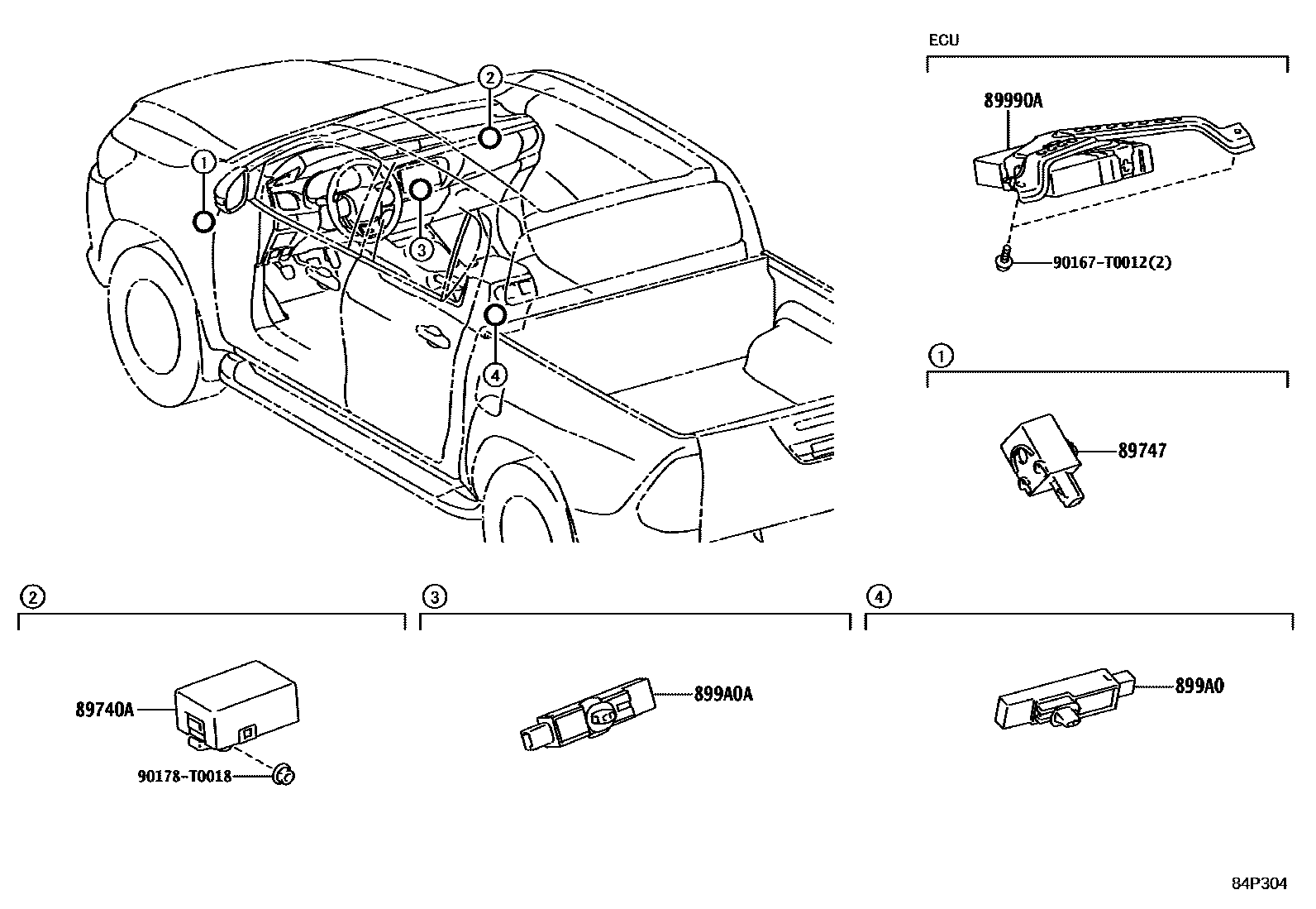Toyota HILUX 遥控门锁 EPC diagram — 84P304