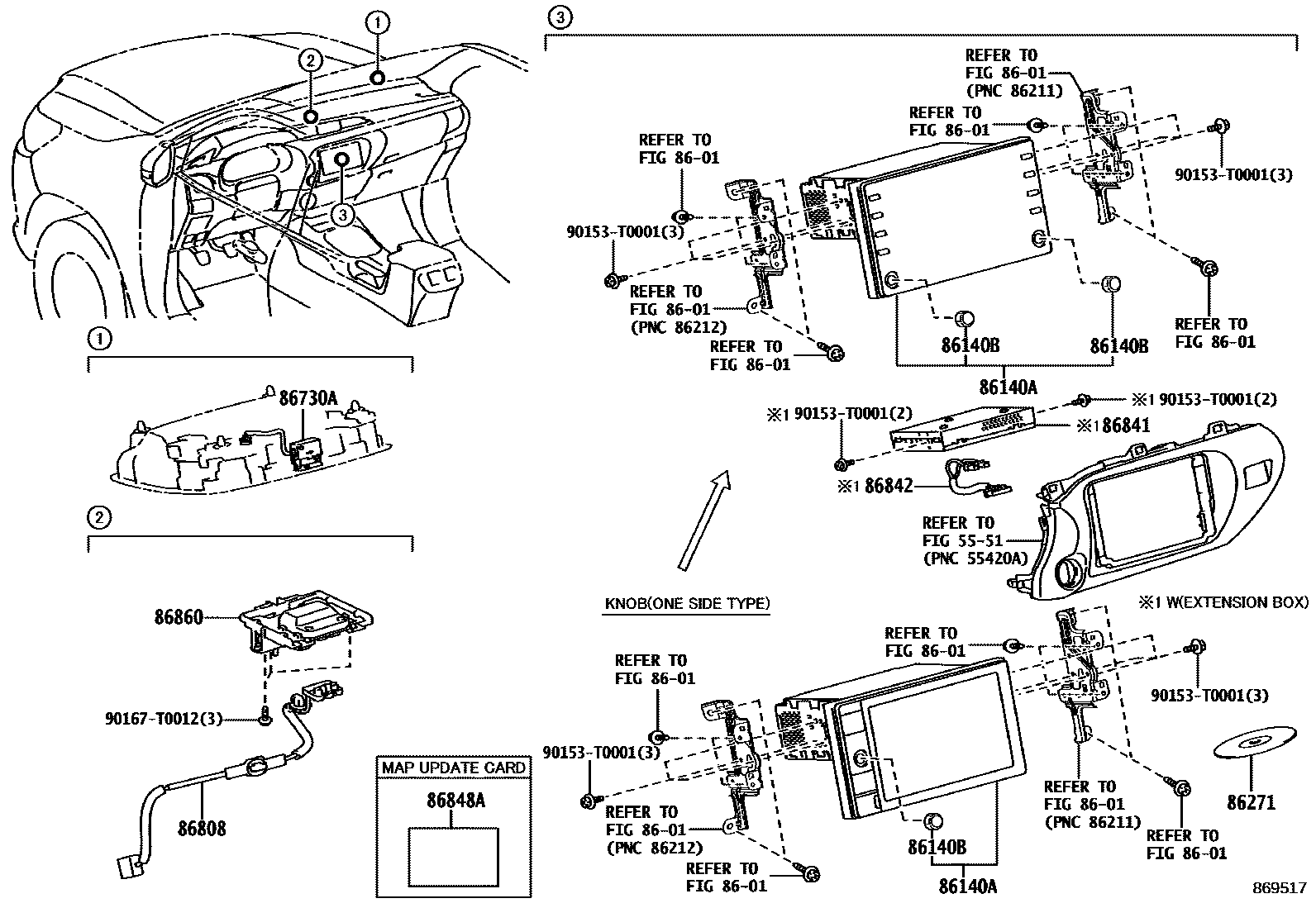 Toyota HILUX 导航和前监视器显示屏 EPC diagram — 869517