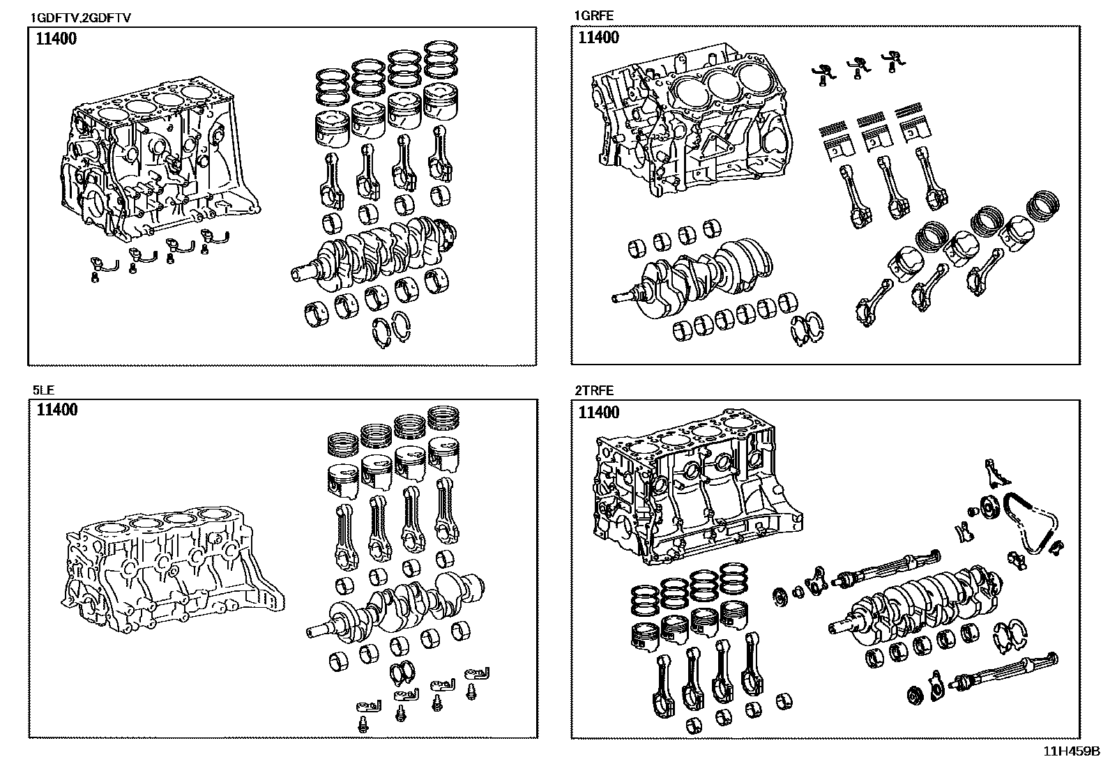 Toyota HILUX Short Block Assembly EPC diagram — 11H459B
