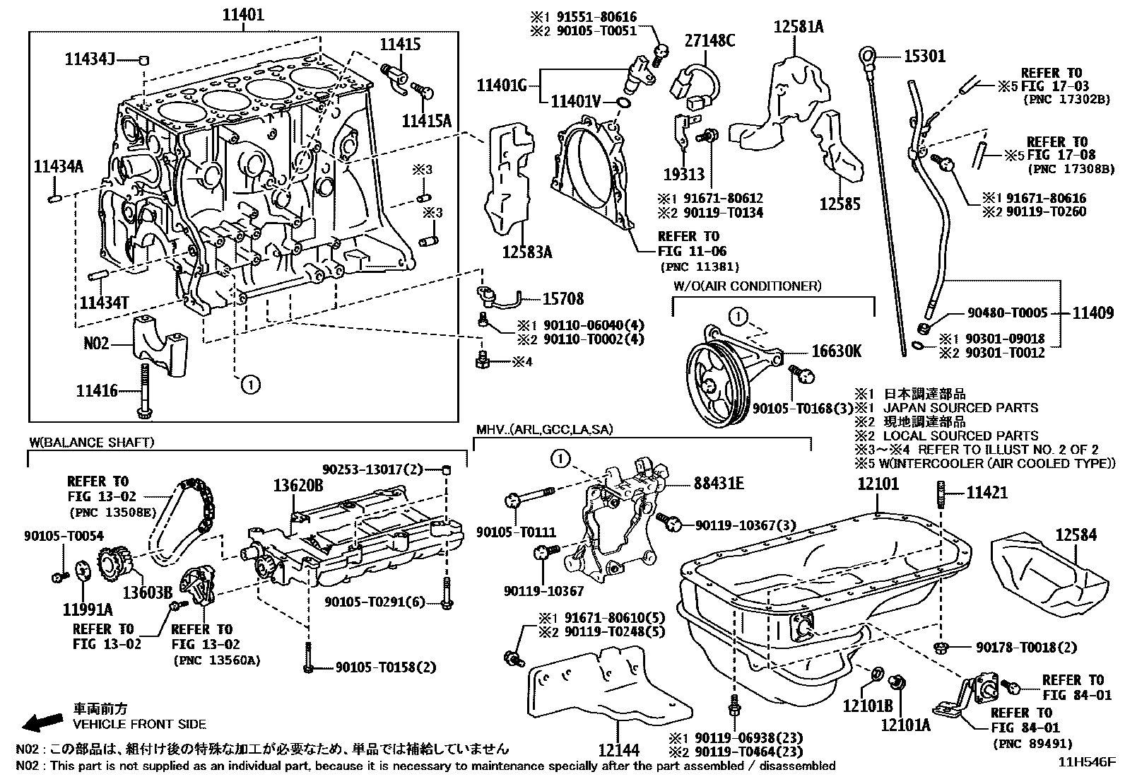 Toyota HILUX Cylinder Block EPC diagram — 11H546F