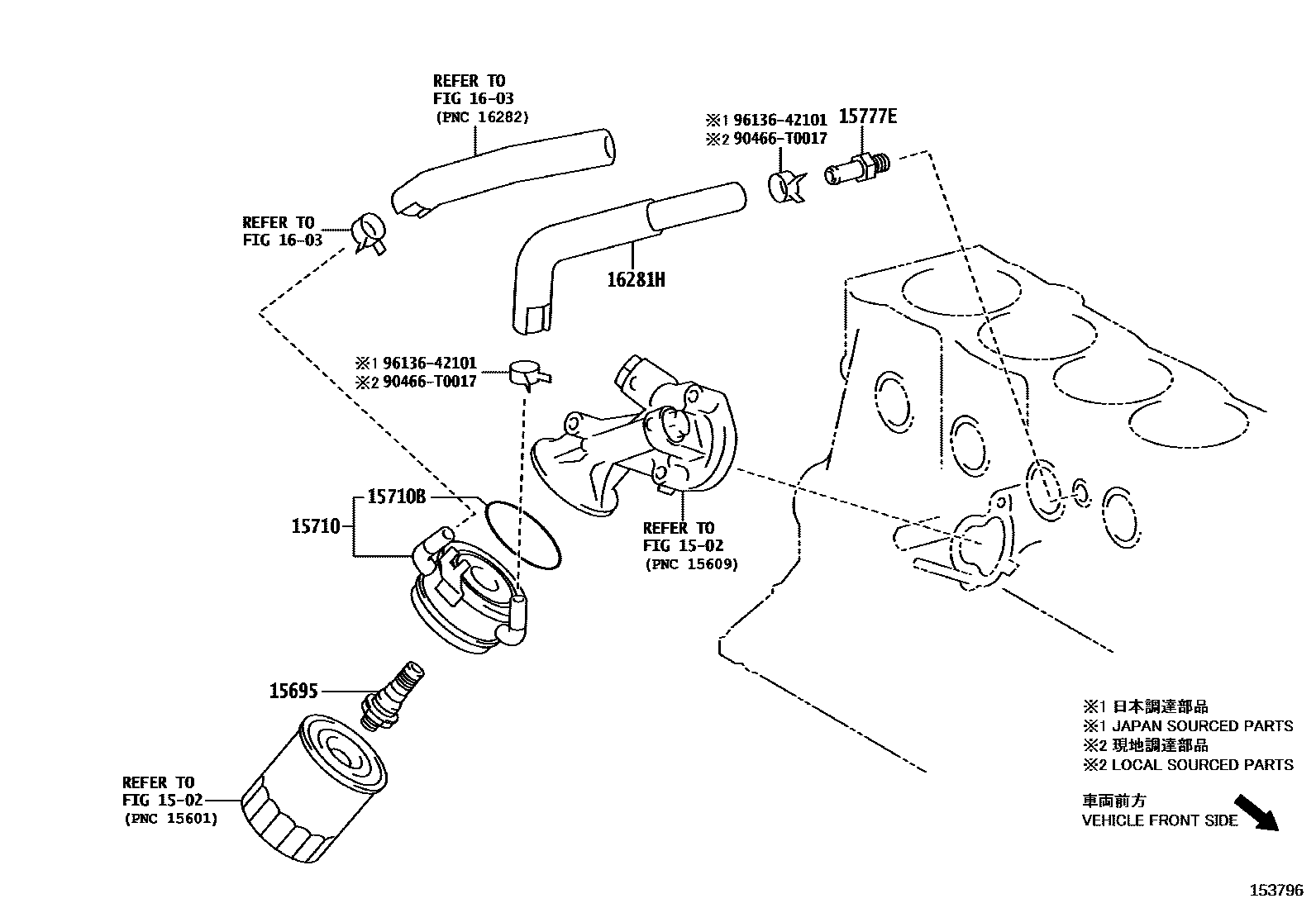 Toyota HILUX Engine Oil Cooler EPC diagram — 153796