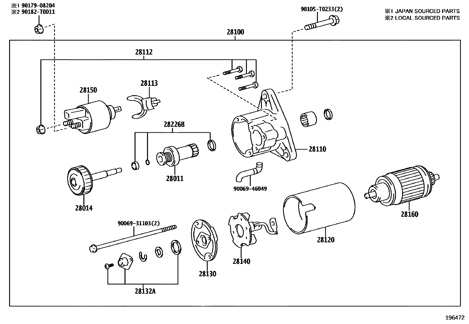 Toyota HILUX 起动机 EPC diagram — 196472
