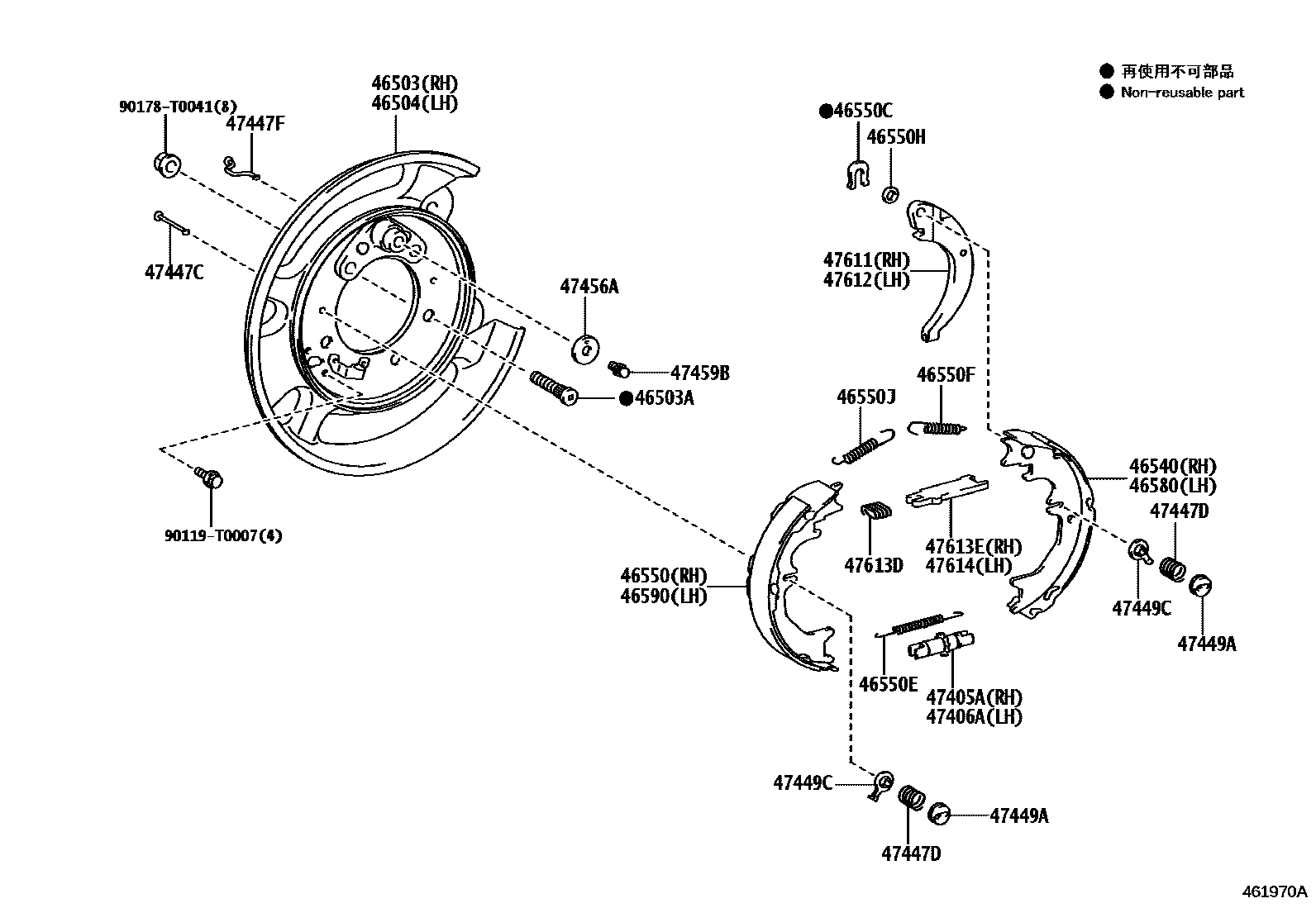 Toyota HILUX Parking Brake & Cable EPC diagram — 461970A